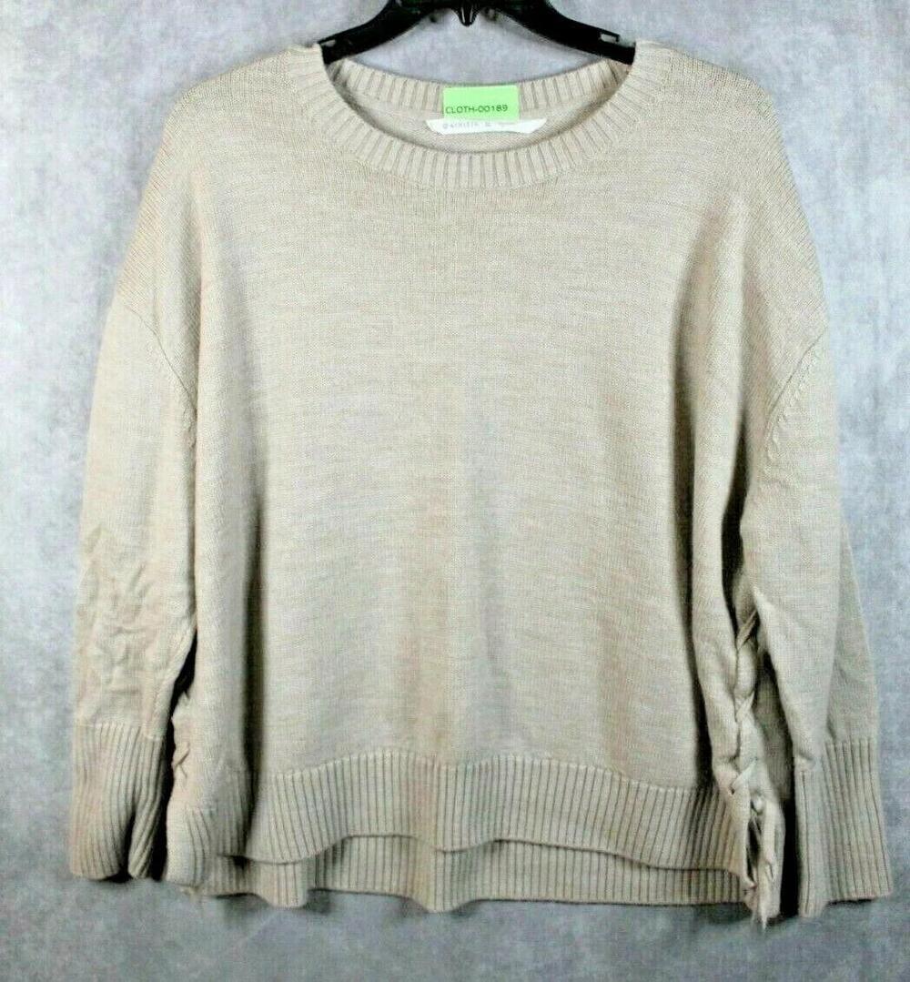 Athleta Sweater Womens XL Beige Cotton Blend Oversized Crewneck Pullover